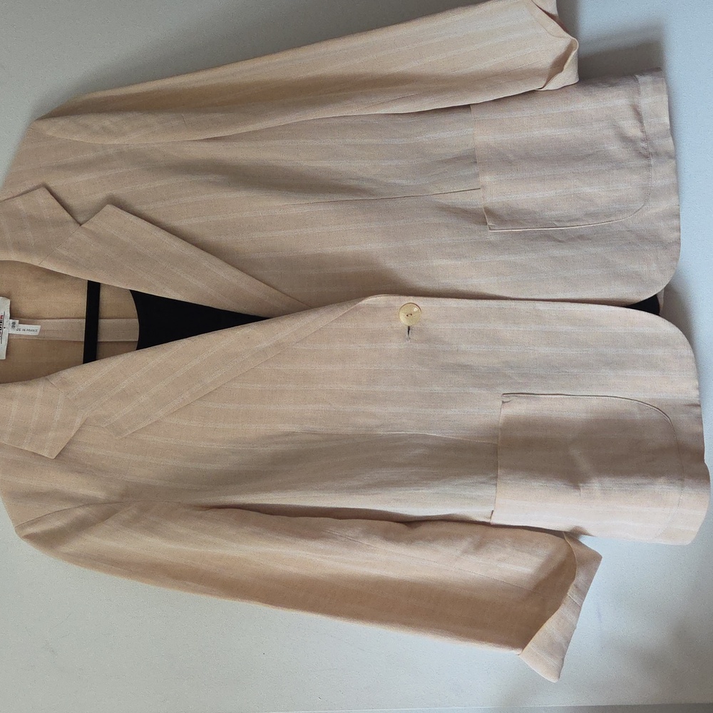 Rodier LInen Single Breasted Cream Pin Striped Blazer